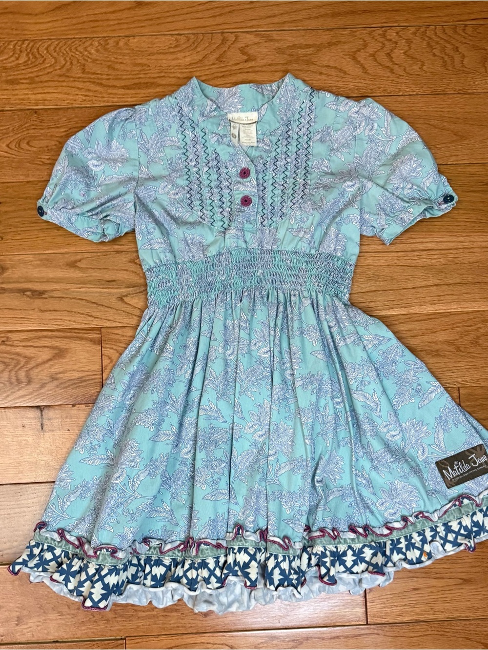 Matilda Jane Girls' Aqua Floral Smocked Dress